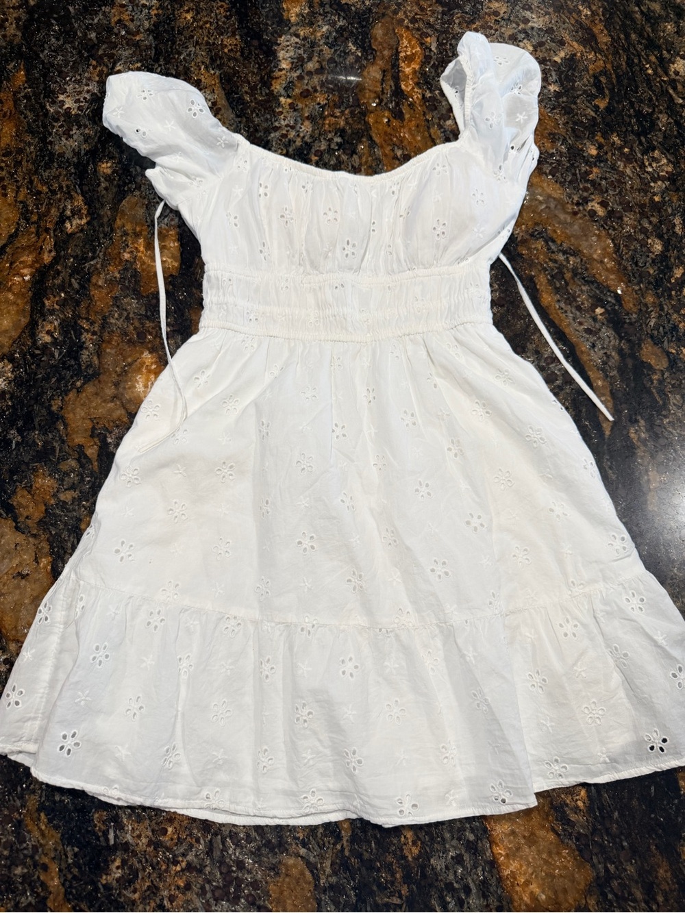 Hollister White Eyelet Smocked Waist Mini Dress
